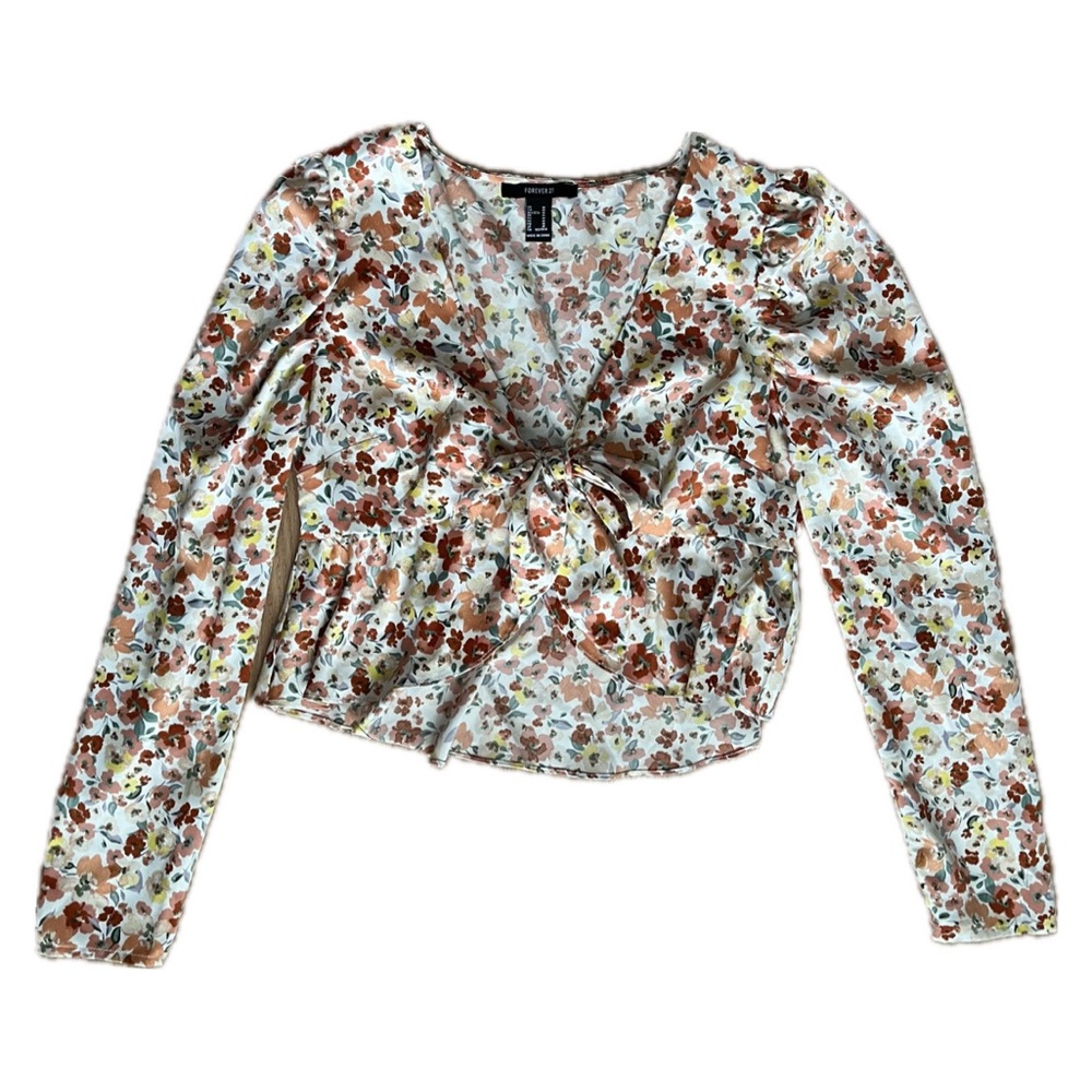 Forever 21 Floral Satin Blouse